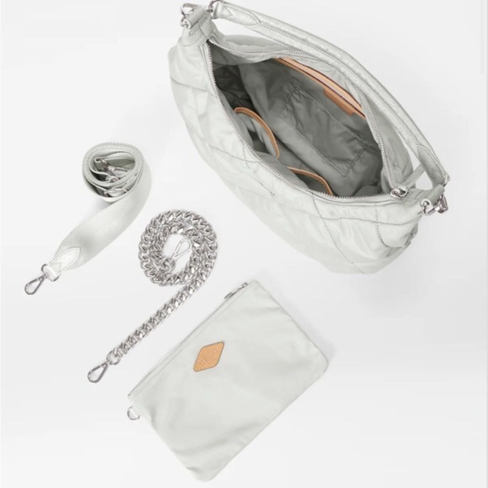 MZ Wallace Quilted Madison Shoulder Bag Frost - Picture 8 of 9